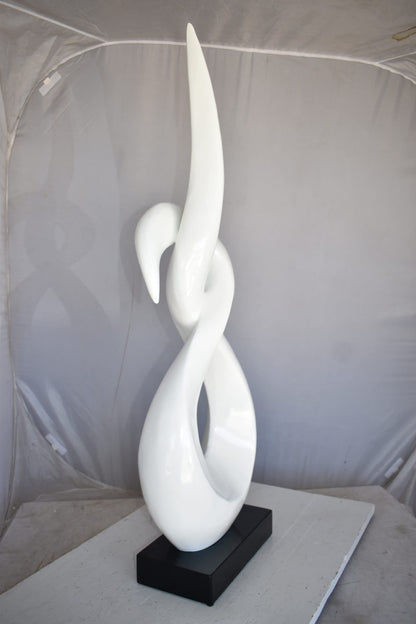 Modern Art White Eternity Sculpture Made of Resin on A Base 13" x 7" x 42"H