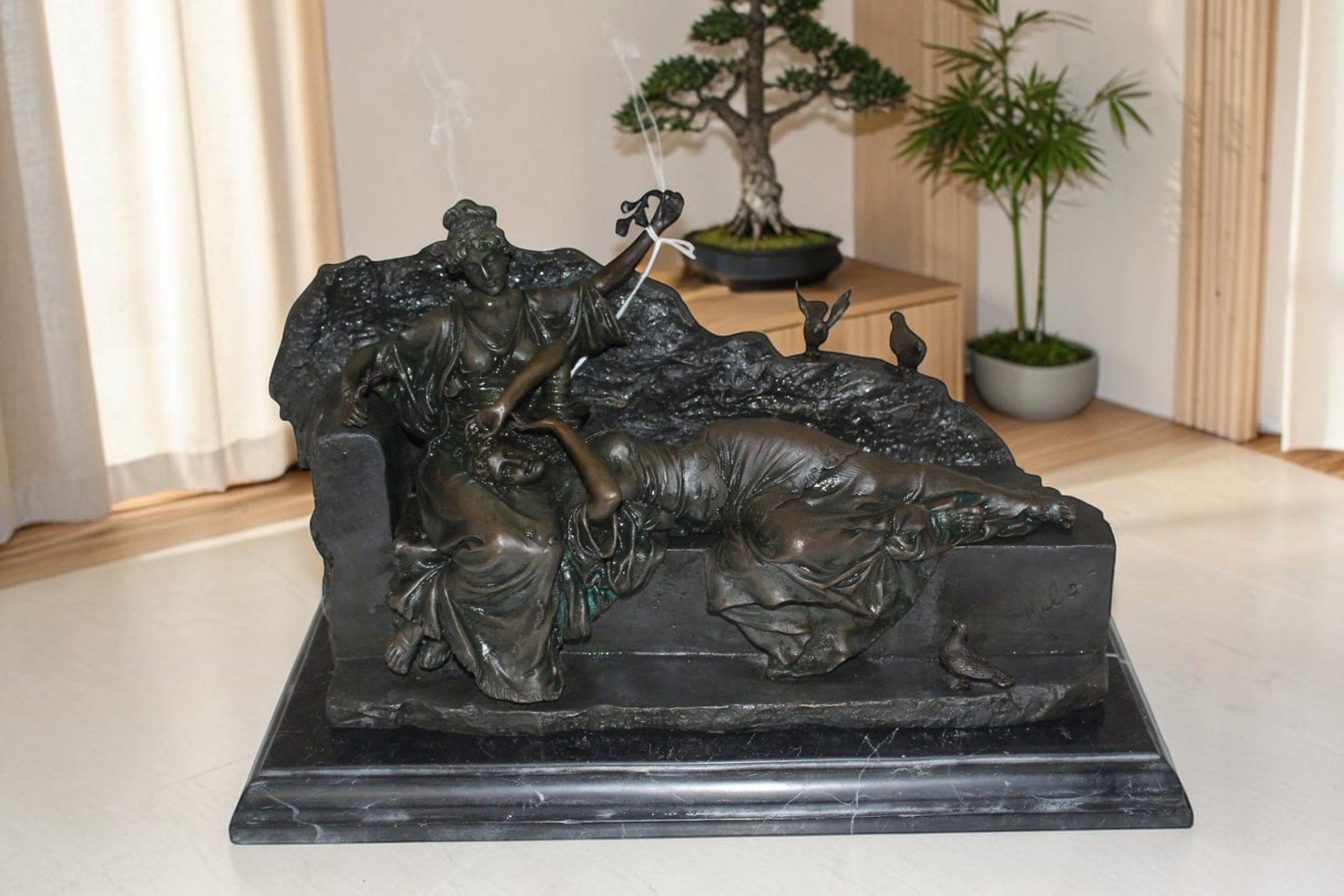 Two ladies Bronze Statue -  Size: 14.5"L x 7"W x 9"H.