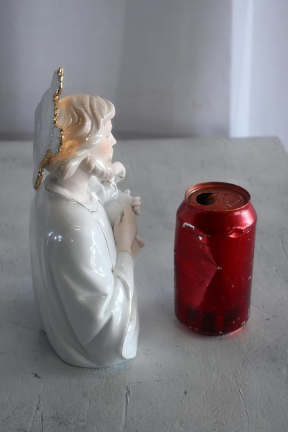 Porcelain Saint Joseph and Christ Child Gold Halo Statue 6"x4"x9"H