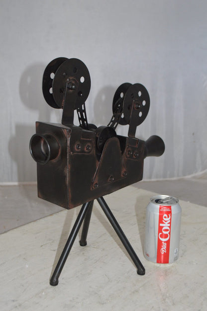 Movie Reel Abstract Metal Statue on tripod -  Size: 12"L x 6"W x 15"H.