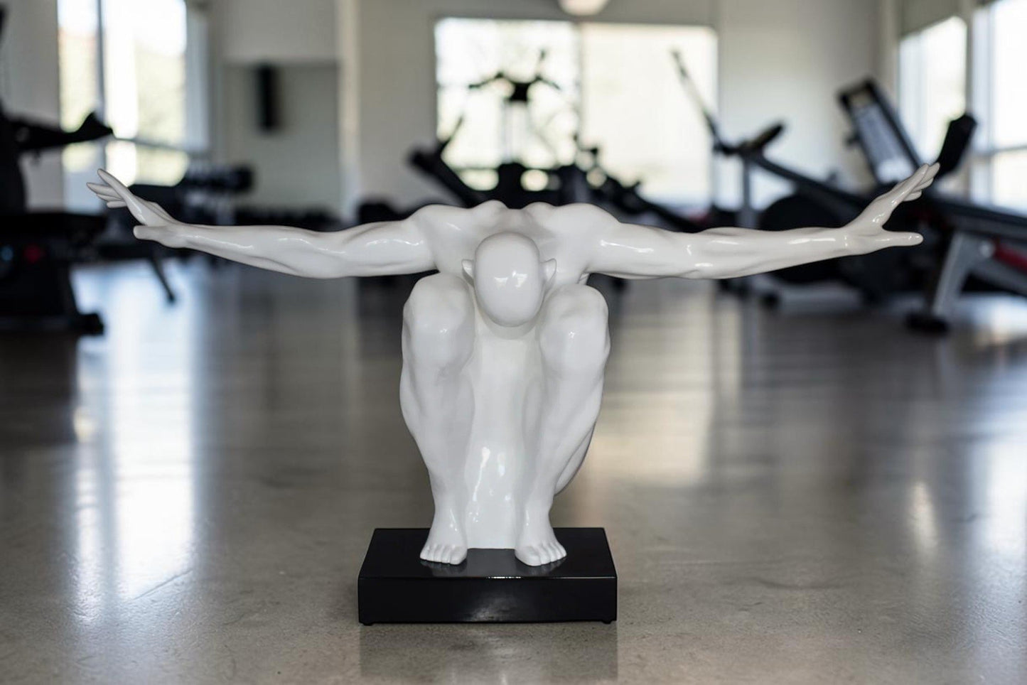 White Saluting Body Builder Made of Resin Mounted on Base Size: 37" x 14" x 19"H