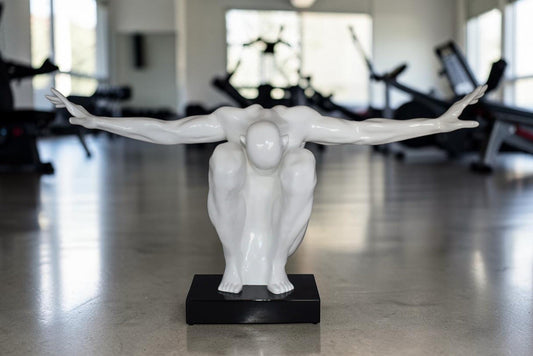 White Saluting Body Builder Made of Resin Mounted on Base Size: 37" x 14" x 19"H