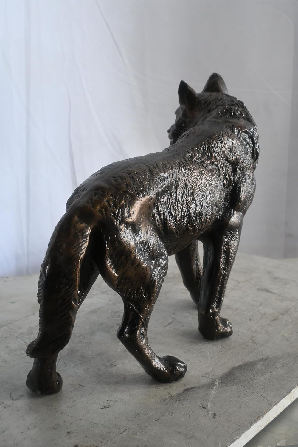 Life Size Prowling Fox Handcrafted Aluminum Garden Decor 42"x14"x34"H