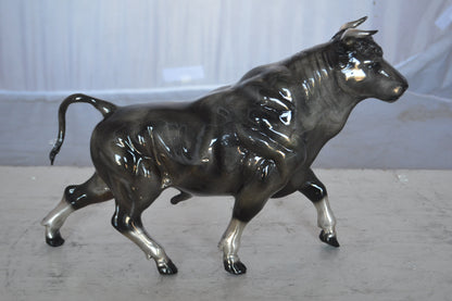 Trotting Bull Bronze Statue -  Size: 13"L x 3"W x 10"H