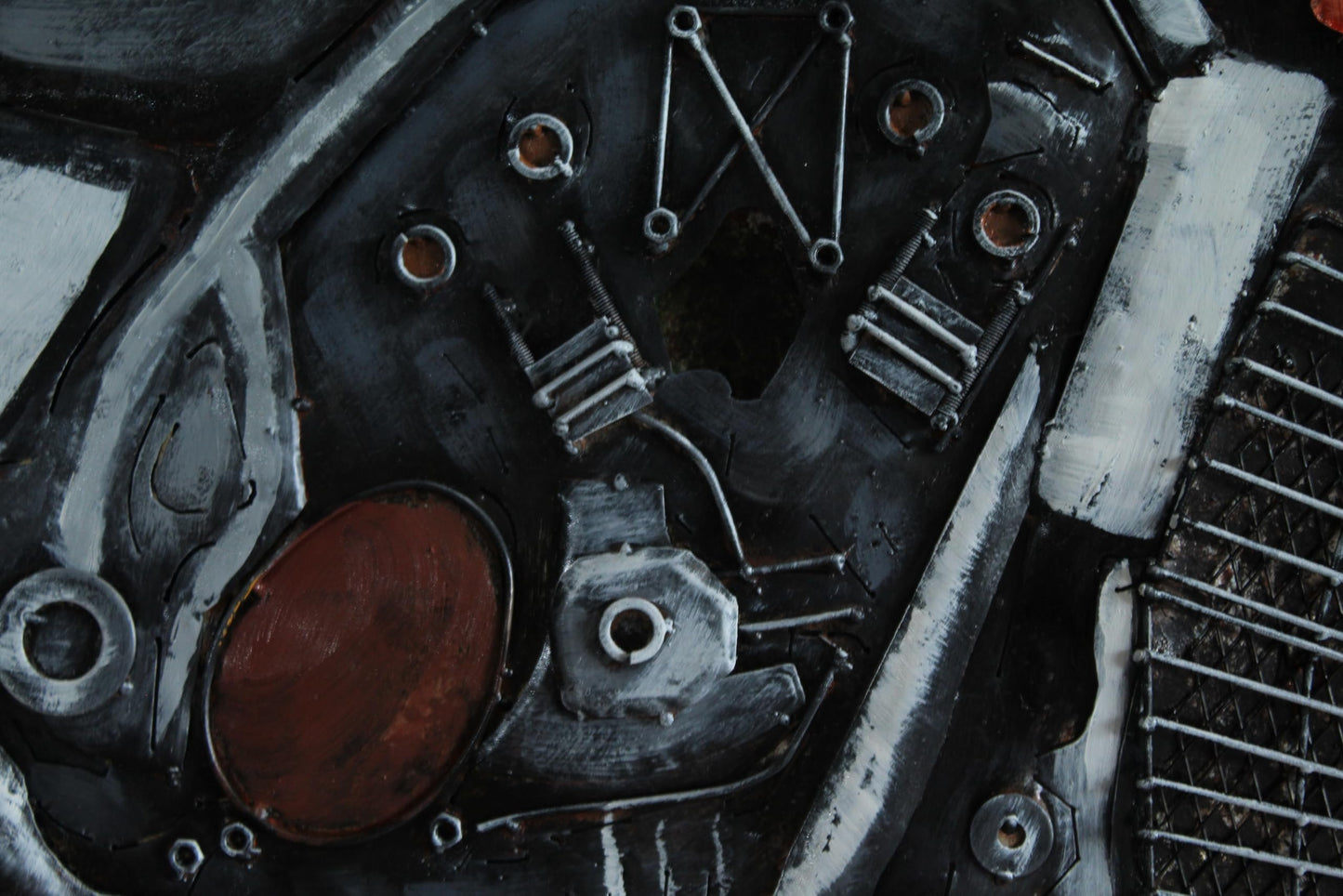 NIFAO Motorcycle Wall Art Handmade Metal Painting with 3D Raised Parts 79" x 2" x 40"H