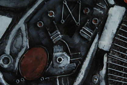 NIFAO Motorcycle Wall Art Handmade Metal Painting with 3D Raised Parts 79" x 2" x 40"H