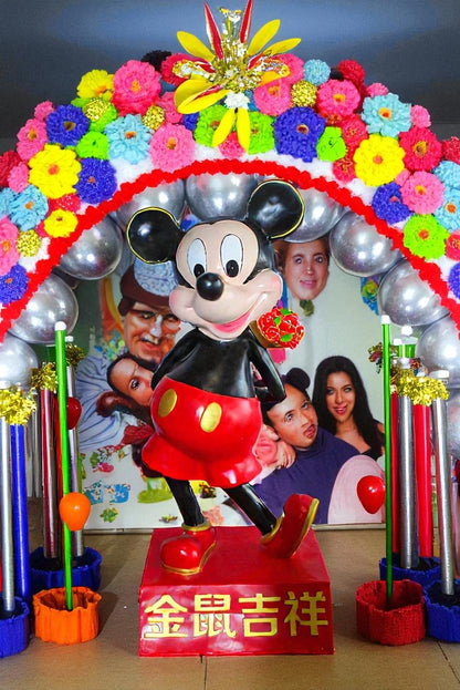 Large Cartoon Girl Character Holding Gold Bowl Statue 21" x 21" x 47"H