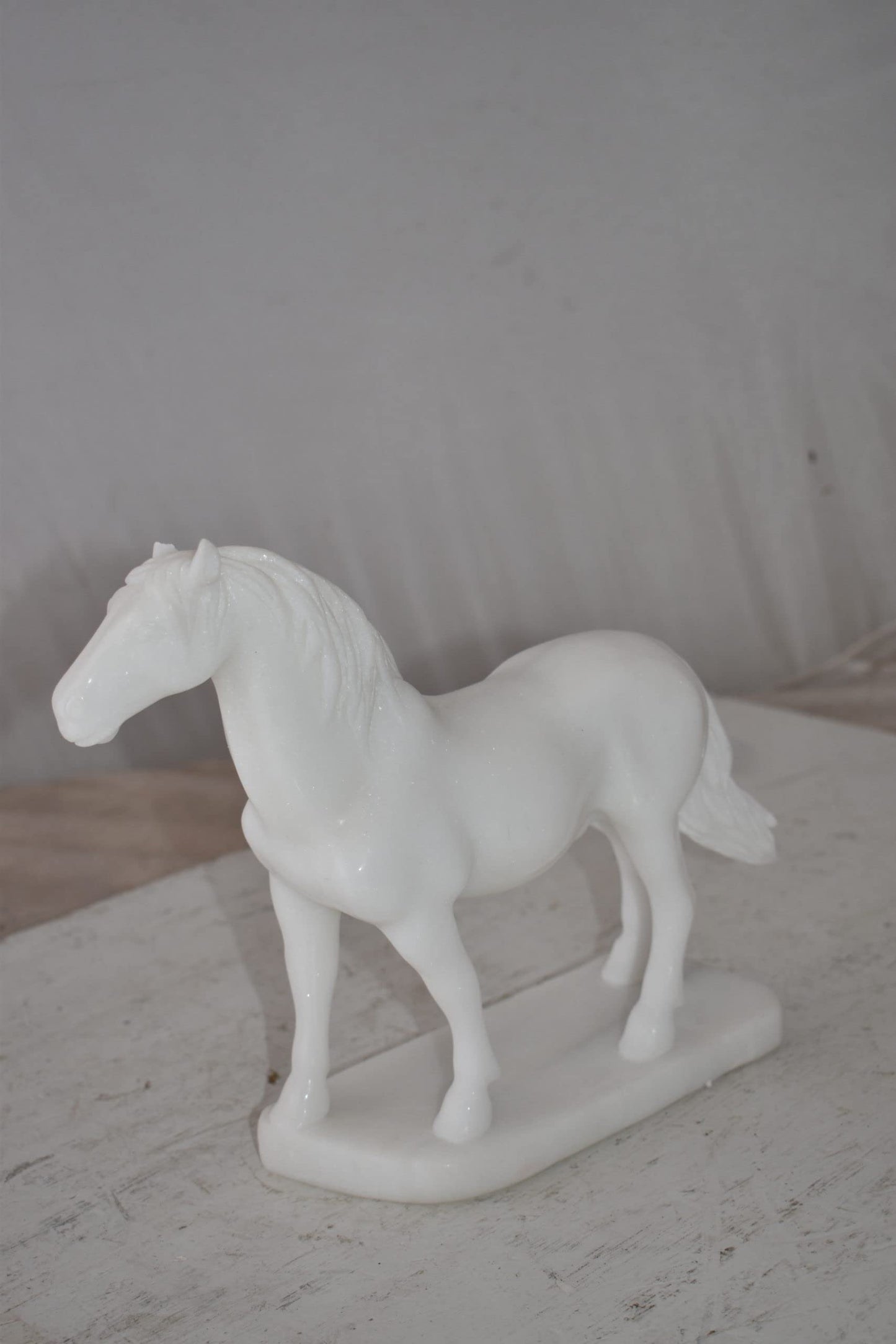 Standing Horse Made of White Marble Size: 11" x 5" x 9"H