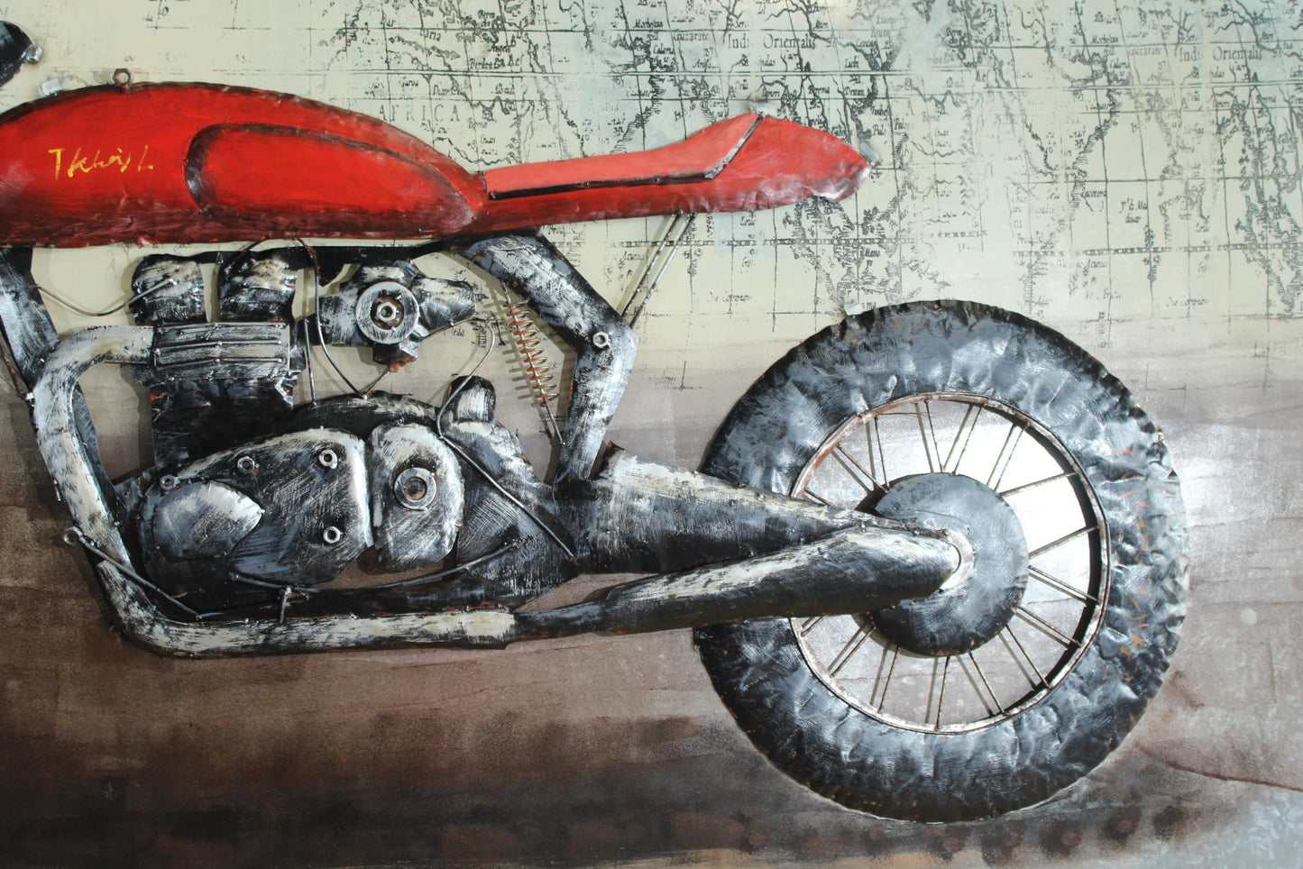 NIFAO Metal Motorcycle Wall Art Painting with Raised Sheet Metal 79" x 2" x 40"H
