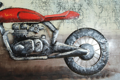 NIFAO Metal Motorcycle Wall Art Painting with Raised Sheet Metal 79" x 2" x 40"H