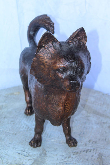 Pomeranian Dog Bronze Statue in a Graceful Standing Pose 18" x 6" x 14"H