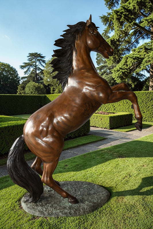 Nifao Life Size Rearing Horse Bronze Statue - Graceful Home Decor Sculpture, 72"L x 34"W x 88"H