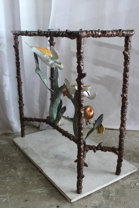 NIFAO Aluminum Sea Turtle Console Table Base Coastal Art 34" x 15" x 33"H