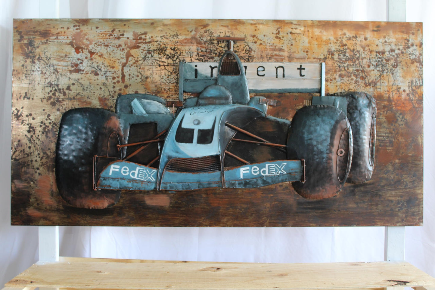 NIFAO 3D Formula 1 Racing Car Wall Art FedEx Early 2000s Inspired 79" x 2" x 40"H