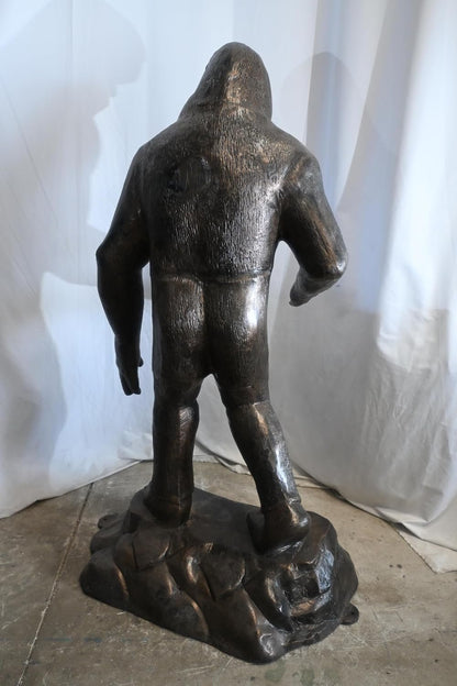 Aluminum Bigfoot Sasquatch Statue on Rock Base 38"x29"x77"H
