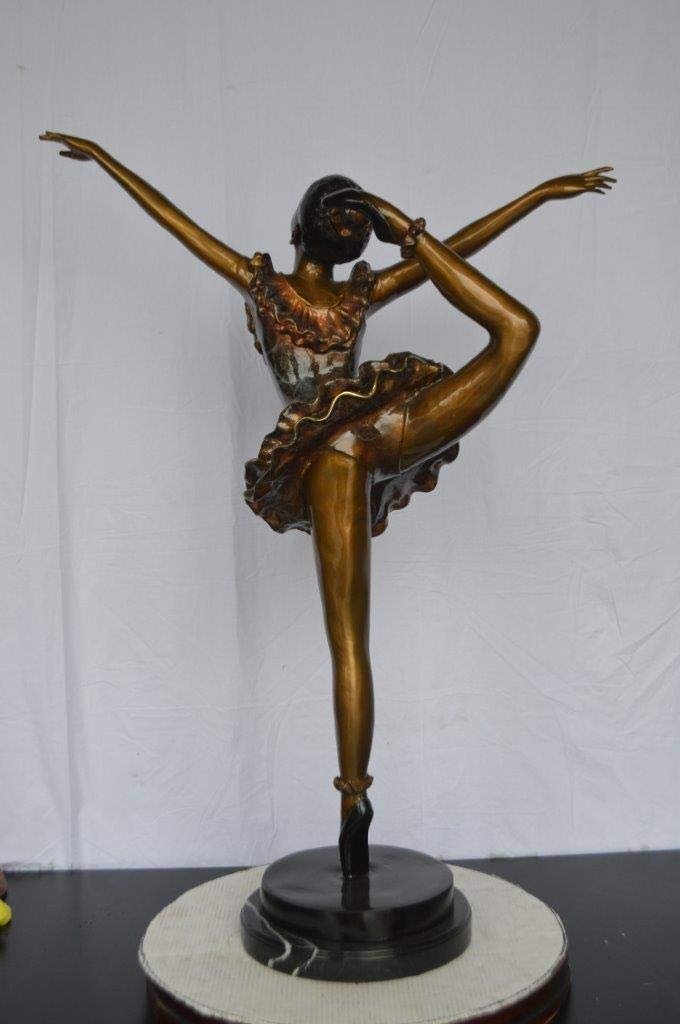 Ballet Dancer Dancing on one Leg Bronze Statue -  Size: 35"L x 14"W x 47"H.