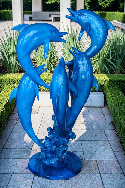 Giant and Impressive Bronze Fountain with Six Dolphins 65" x 45" x 92"H