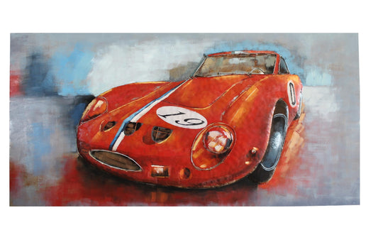 NIFAO Ferrari Inspired 250 GTO Red Racing Car 3D Metal Wall Art 79" x 2" x 40"H