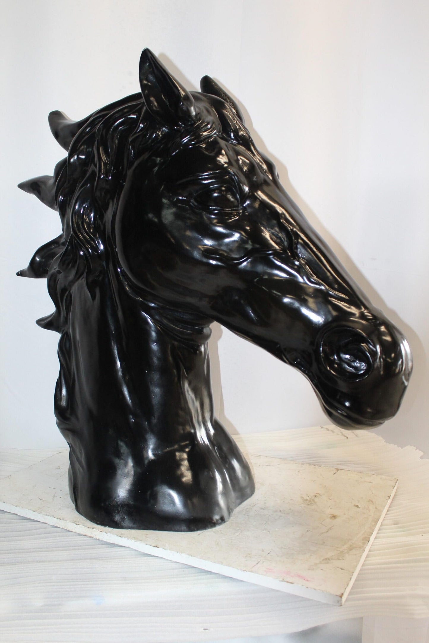 Pure Elegance, Fiberglass Black Stallion Bust 36" x 14" x 36"H