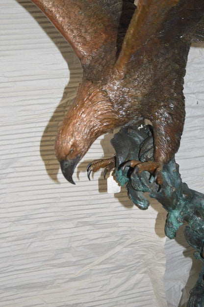 Flying Eagle on Wave Bronze Statue -  Size: 25"L x 35"W x 57"H.