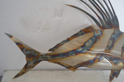 Snapper fish laser cut steel wall mounted - Size: 26"L x 2"W x 17"H.