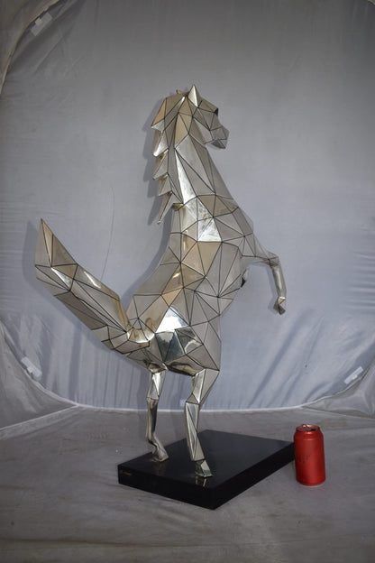 Modern Textiled Ferrari Horse Silver Finish Bronze Statue Size: 30" x 11" x 38"H