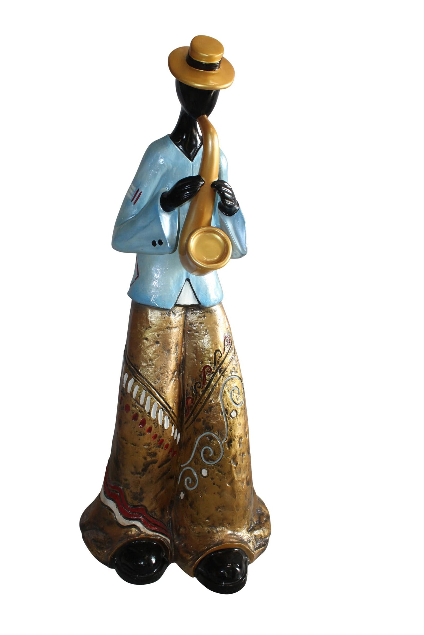 Life Size New Orleans Saxophone Street Musician Resin statue 31" x 23" x 65"H