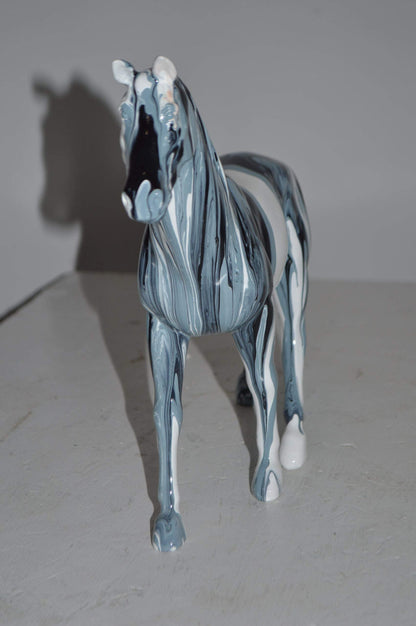 Modern Art Multi Color Horse Resin Statue - Size: 4"L x 13"W x 11"H.