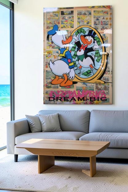 Dream Big Wealthy Duck Reflection Pop Art Canvas 40"x60"