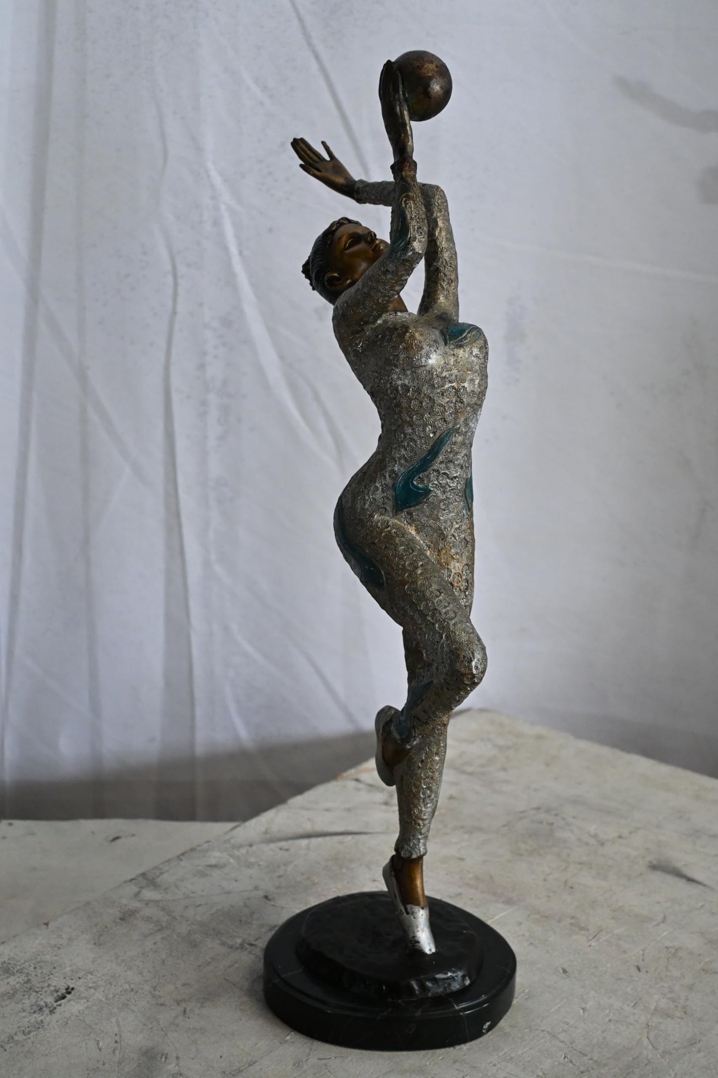 Ballet Dancer Bronze Statue Marble Base Female Sculpture 8"x5"x23"H