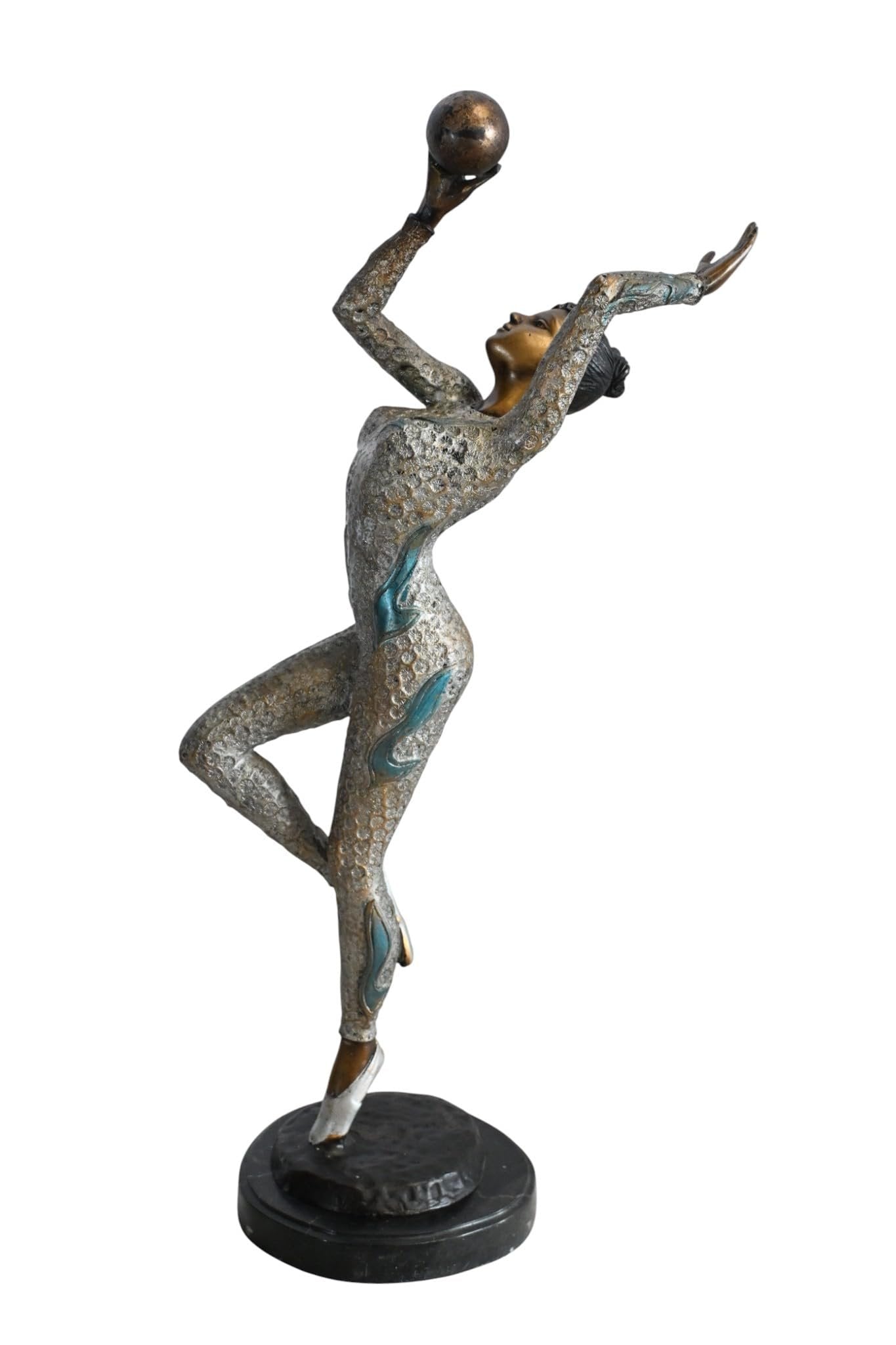 Ballet Dancer Bronze Statue Marble Base Female Sculpture 8"x5"x23"H