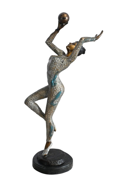 Ballet Dancer Bronze Statue Marble Base Female Sculpture 8"x5"x23"H