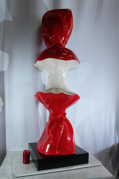 NIFAO Giant Candy Apple Sculpture Red and White Pop Art Resin Statue 20"x20"x61"H