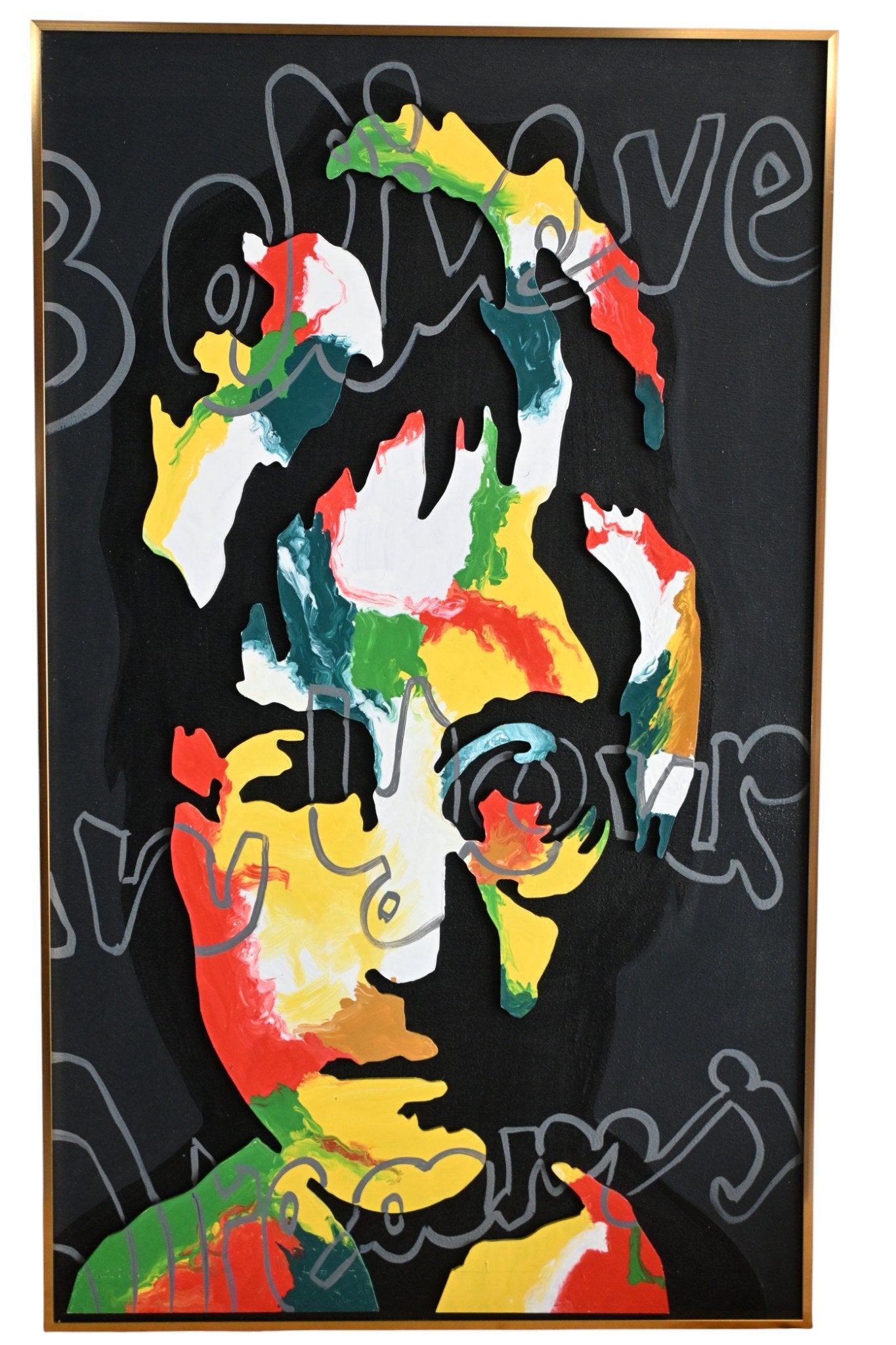 NIFAO John Lennon Believe In Your Dreams Mixed Media Art 24"x39"