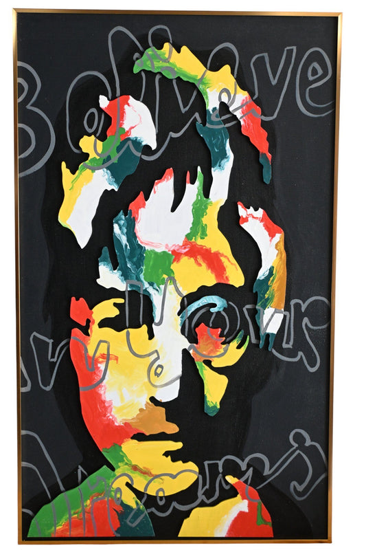 NIFAO John Lennon Believe In Your Dreams Mixed Media Art 24"x39"
