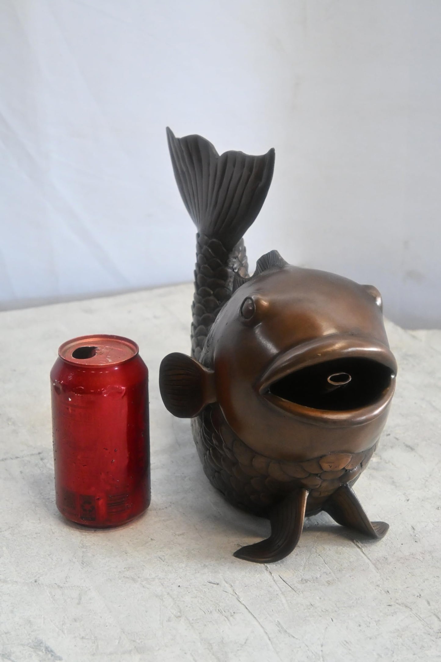 Bronze Koi Fish Fountain Sculpture Garden Water Feature 15"x7"x9"H