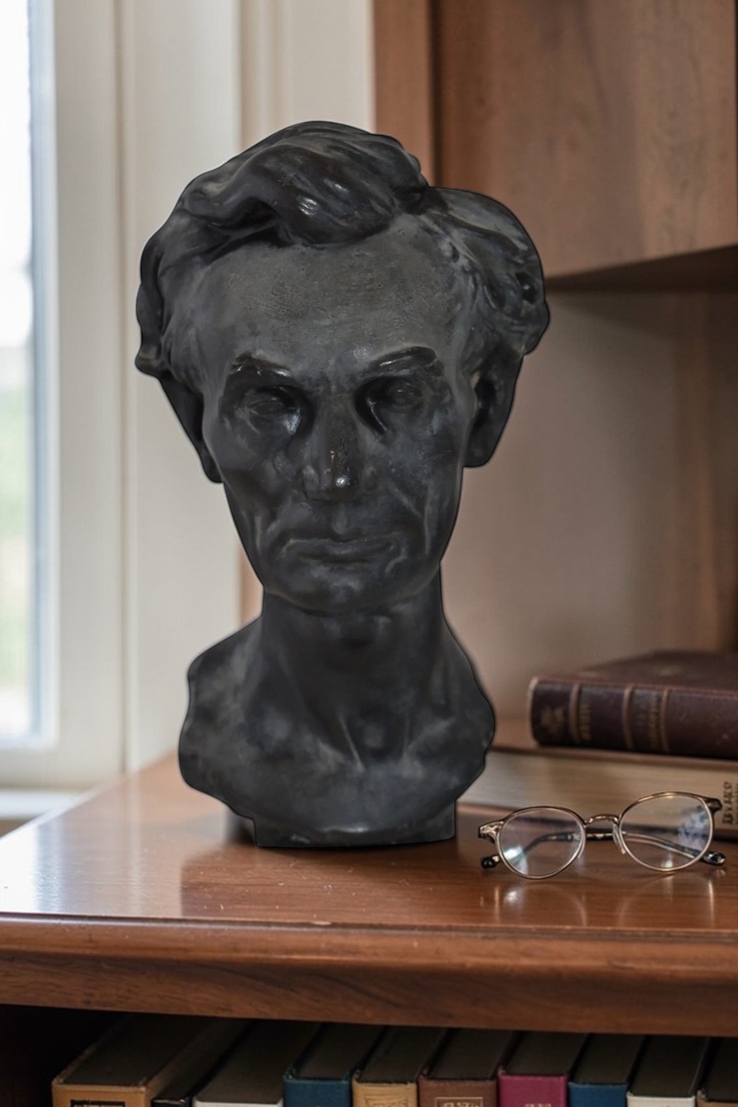 Replica of Abraham Lincoln by Leonardo Volk Plaster Cast Statue  6" x 7" x 13"H