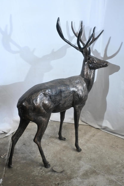Life Size Aluminum Standing Deer Stag Statue 48"x30"x55"H