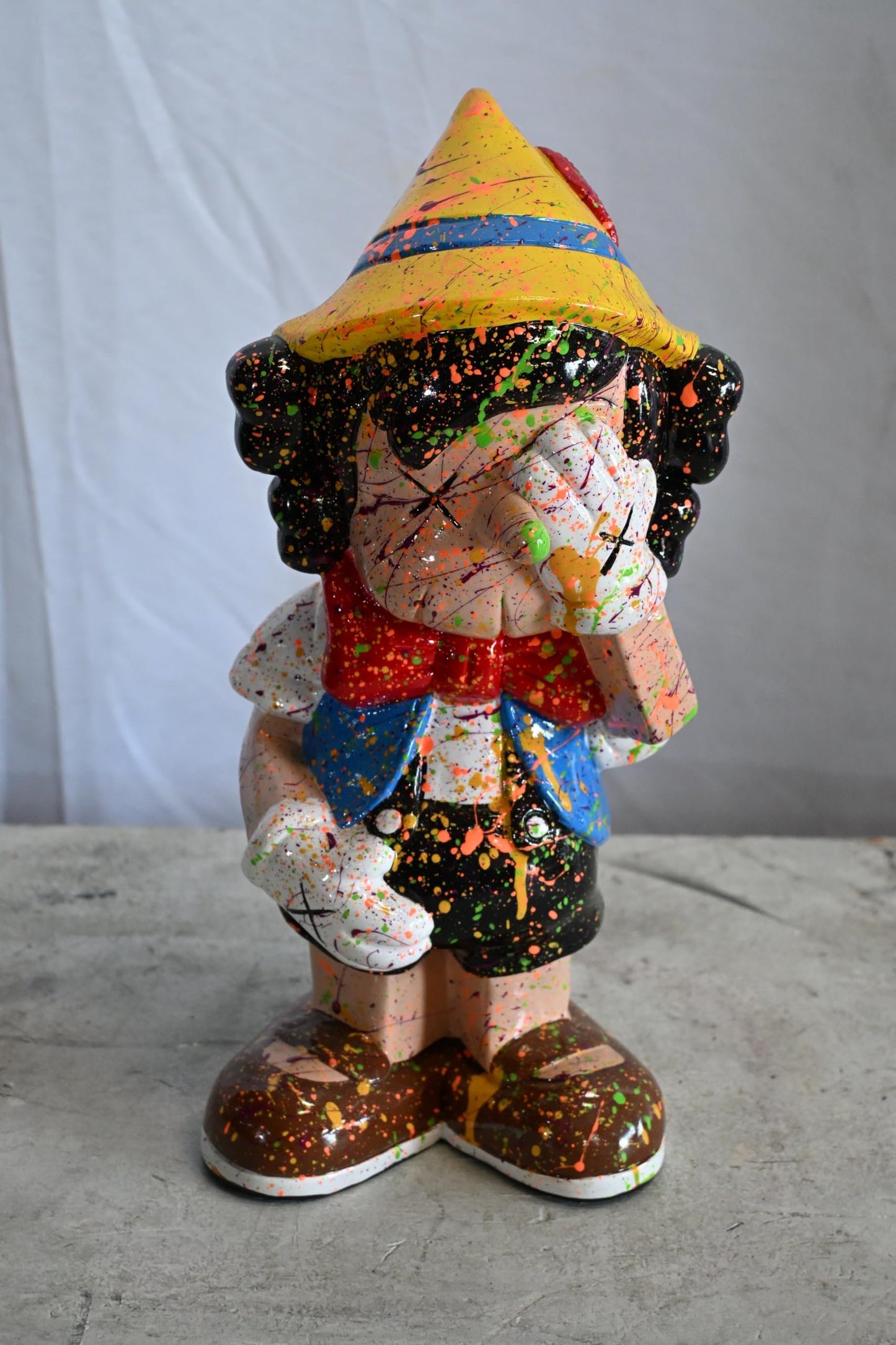 Colorful Pinocchio Ceramic Figurine Statue Andres Mendez 7"x6"x14"H