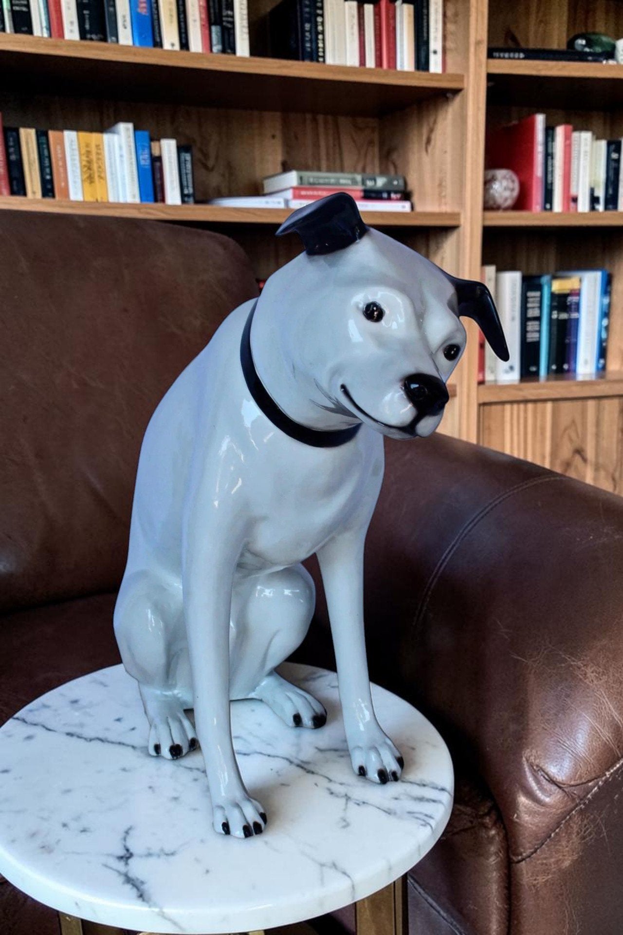 Jack Russel Terrier dog bronze statue -  Size: 25"L x 11"W x 26"H.