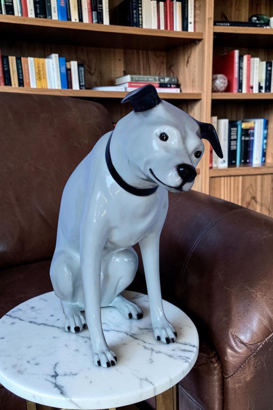 Jack Russel Terrier dog bronze statue -  Size: 25"L x 11"W x 26"H.