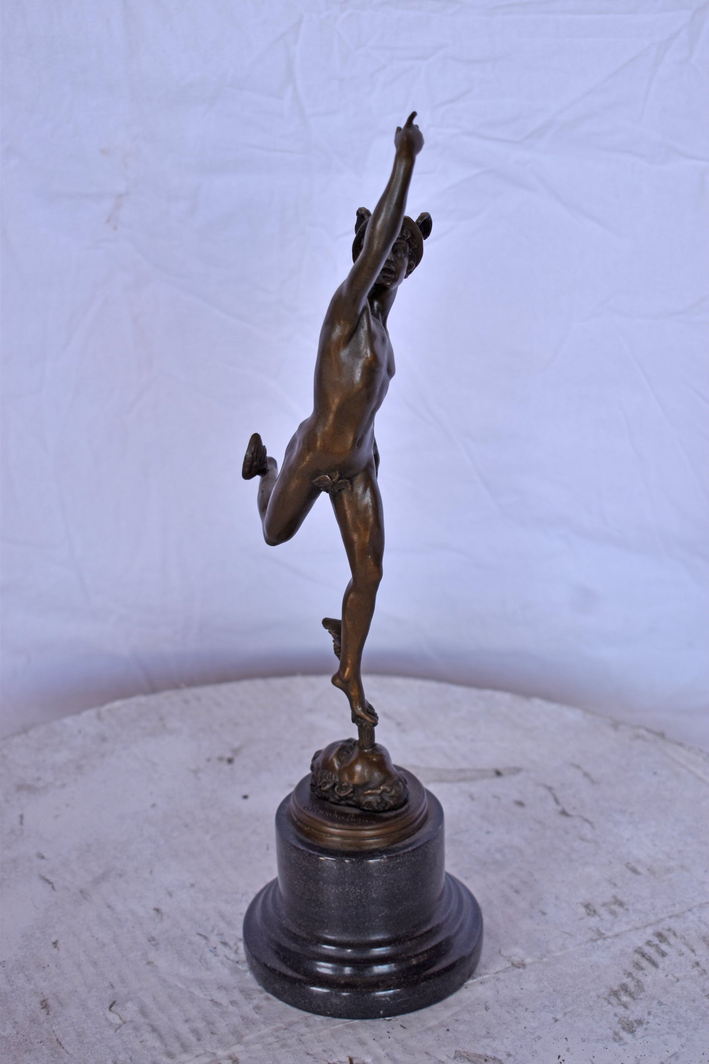 19th Century Mercury Hermes Tabletop Bronze Statue - Size: 5"L x 6"W x 17"H.
