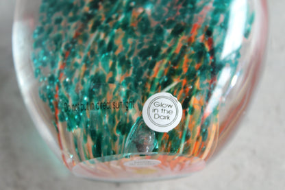 NIFAO Glass Jellyfish Paperweight Glows in Dark Ocean Art 4" x 3" x 4"H