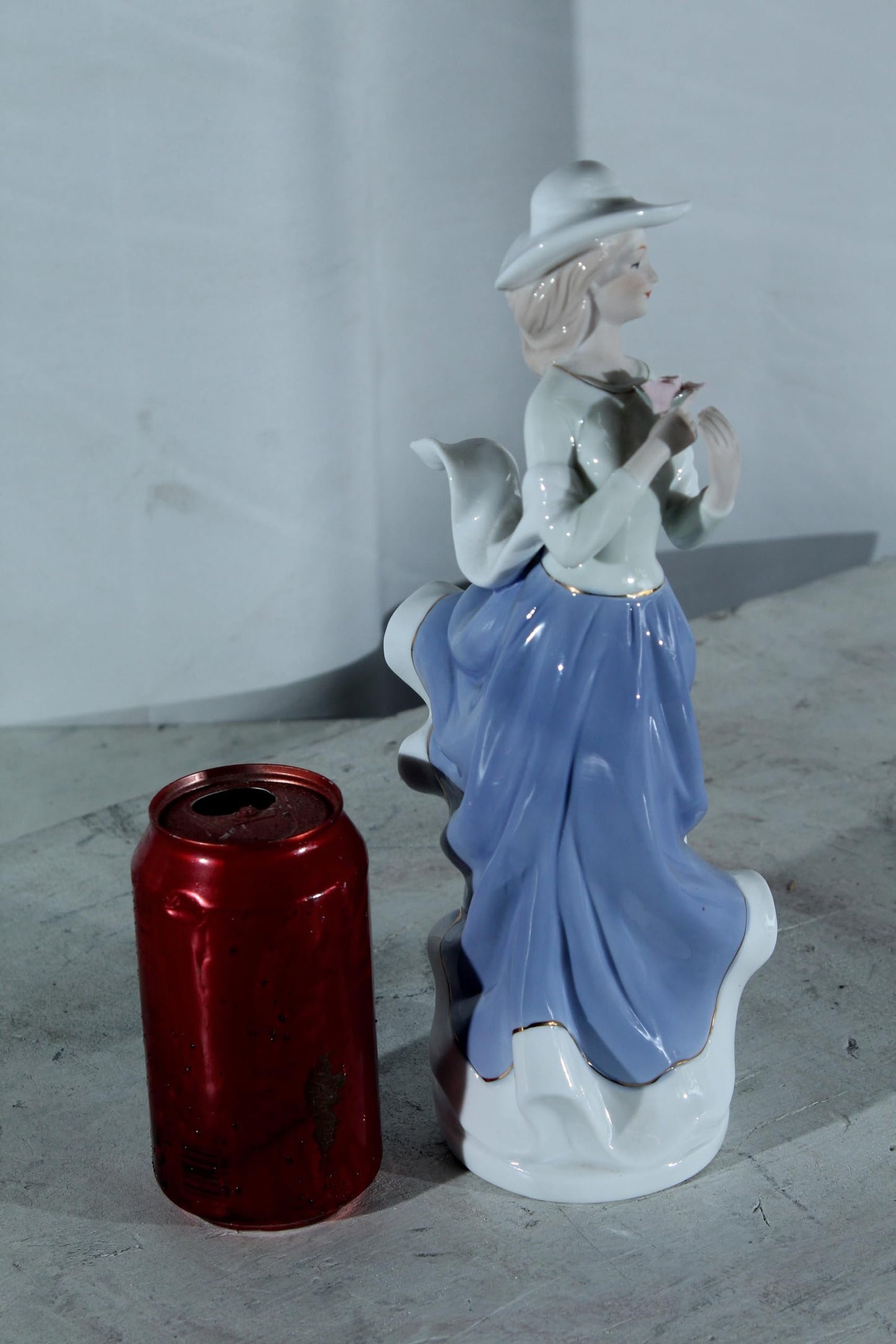 NIFAO Porcelain Lady Figurine with hat and Flower Vintage Style 5"x4"x12"H