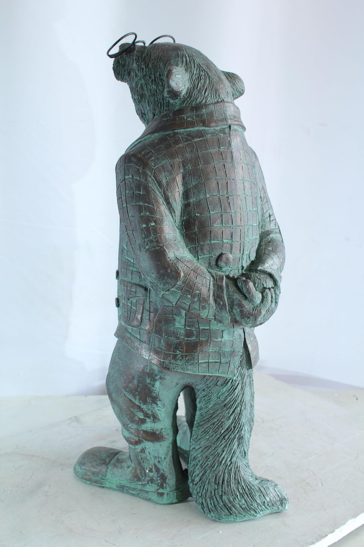 NIFAO Resin Statue Mole with Glasses Bronze Green Patina Finish 9" x 11" x 26"H