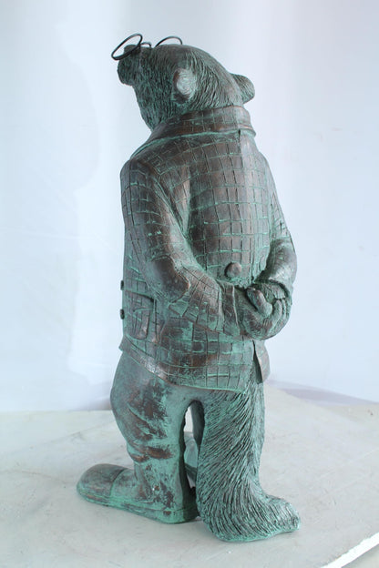 NIFAO Resin Statue Mole with Glasses Bronze Green Patina Finish 9" x 11" x 26"H