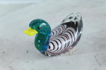 NIFAO Glass Duck Figurine Hand Blown Art Glass Tabletop Decor 6" x 3" x 3"H