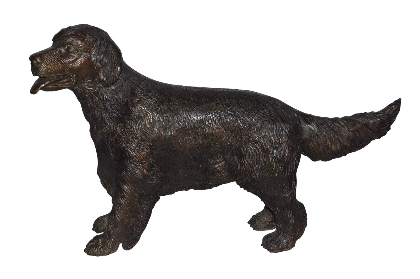 Golden Retriever dog bronze statue - Size: 26"L x 7"W x 16"H.