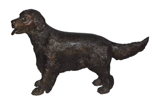 Golden Retriever dog bronze statue - Size: 26"L x 7"W x 16"H.