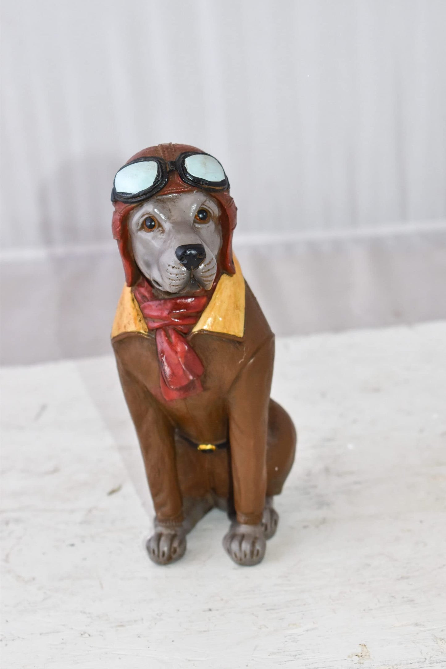 A Happy Dog Dressed Like a Pilot Resin Statue Size: 3" x 4" x 8"H